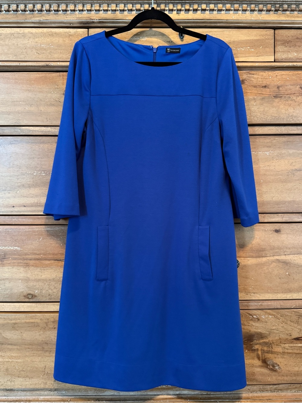 new directions cobalt blue long sleeve shift dress